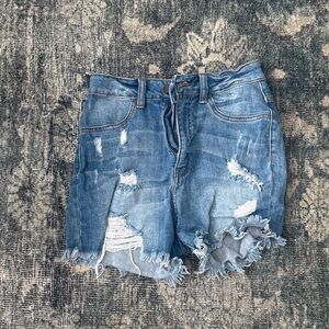 Fashion Nova Light Blue Ripped Jean Shorts